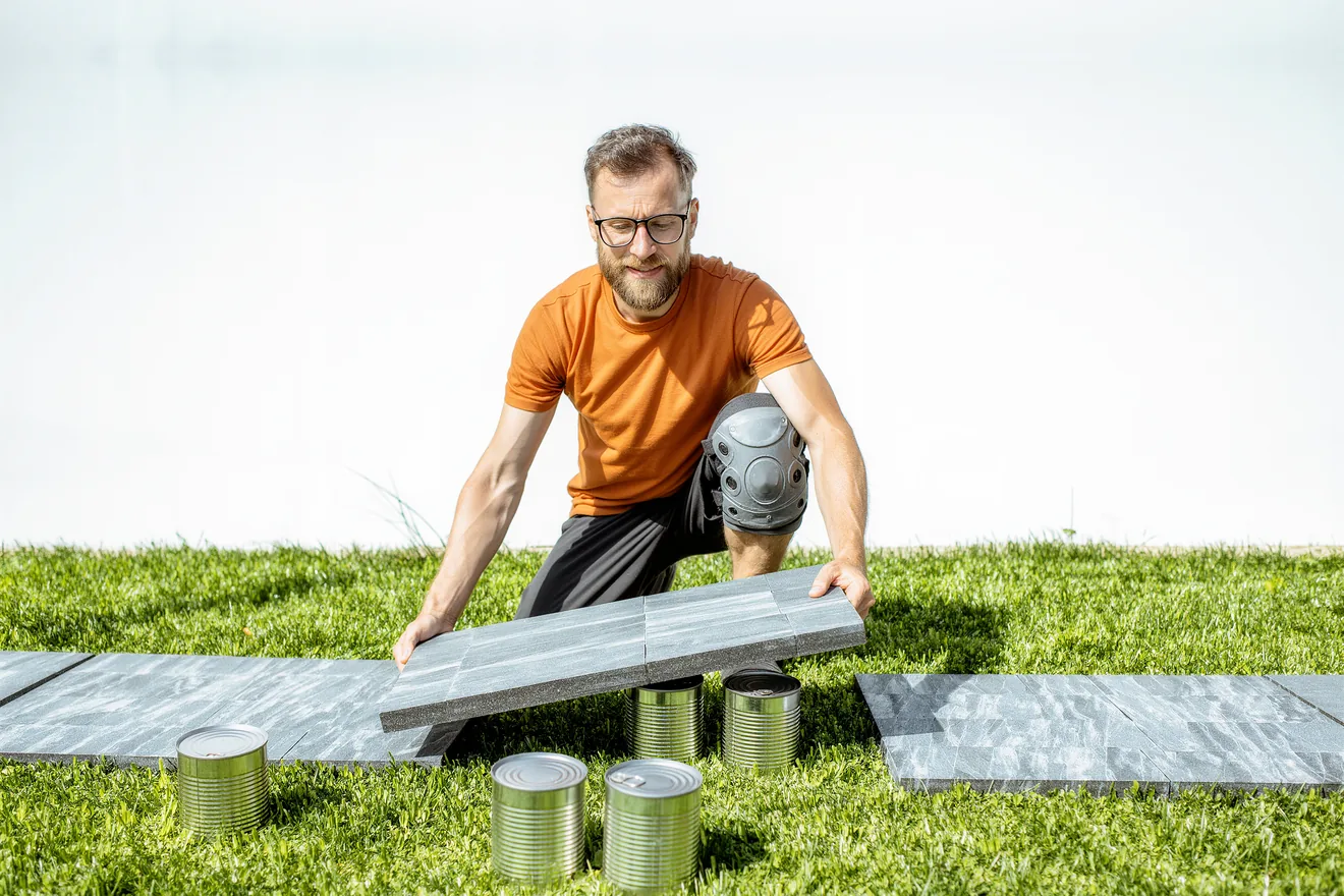 Photo d'illustration : Terrasse en dalles sur plots