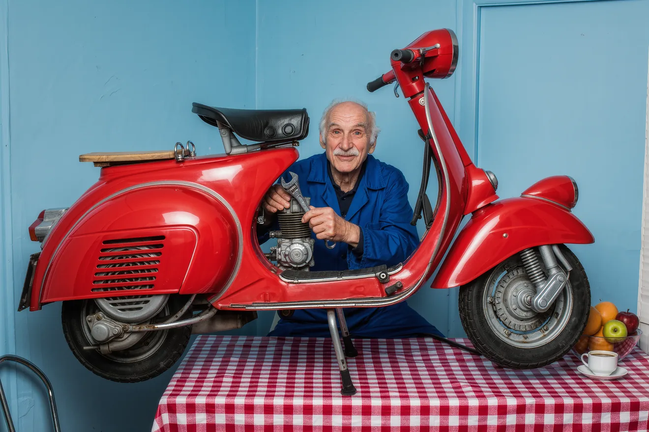 Photo d'illustration : Restaurer une mobylette